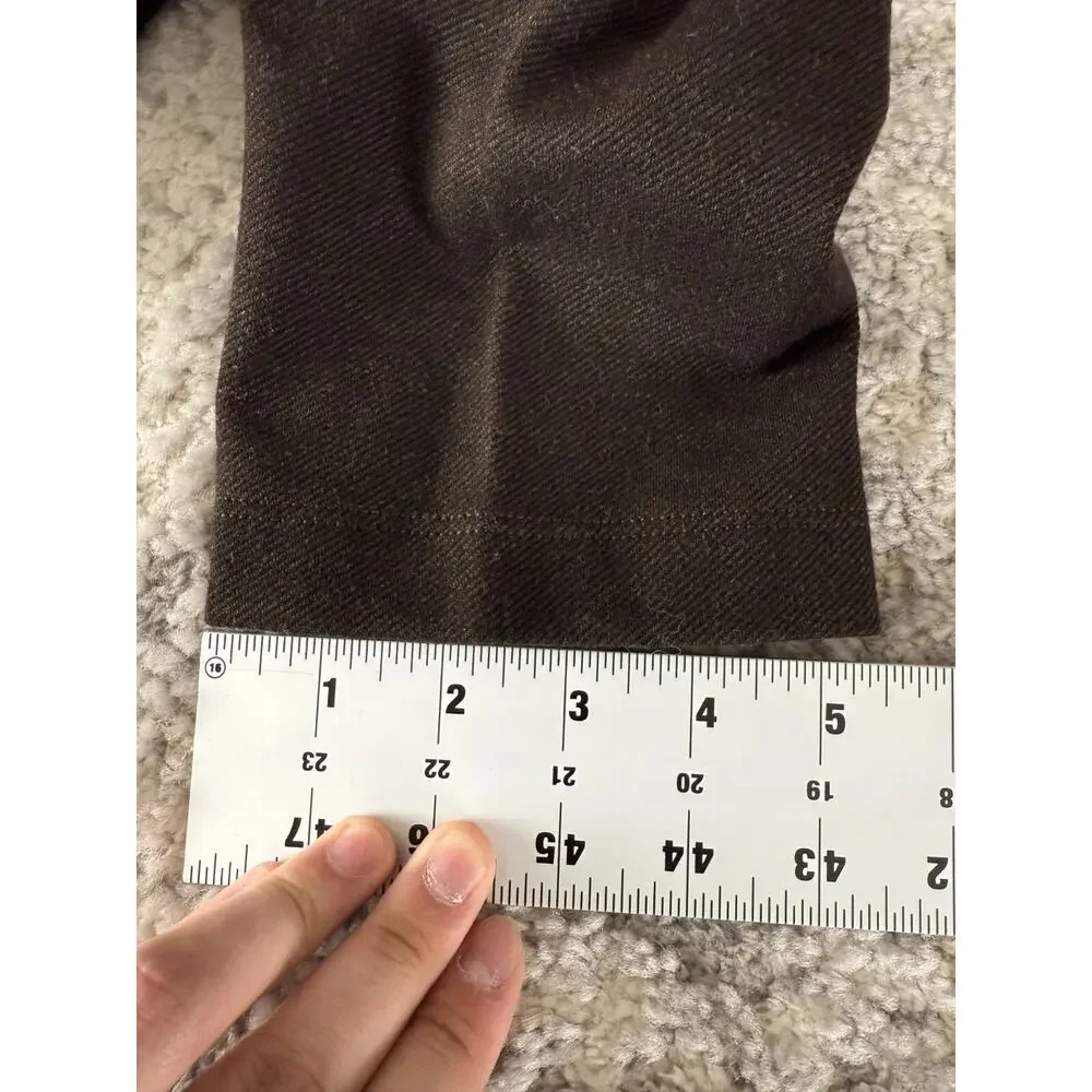 Vince Size 10 Stretch Flat Front Casul Pants Brown Button Zip - Picture 11 of 12